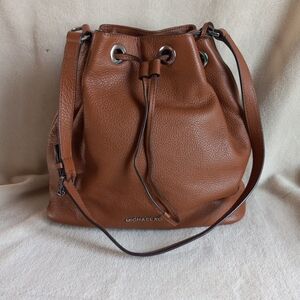 Michael Kors Brown Leather Bucket Bag Drawstring Shoulder Bag